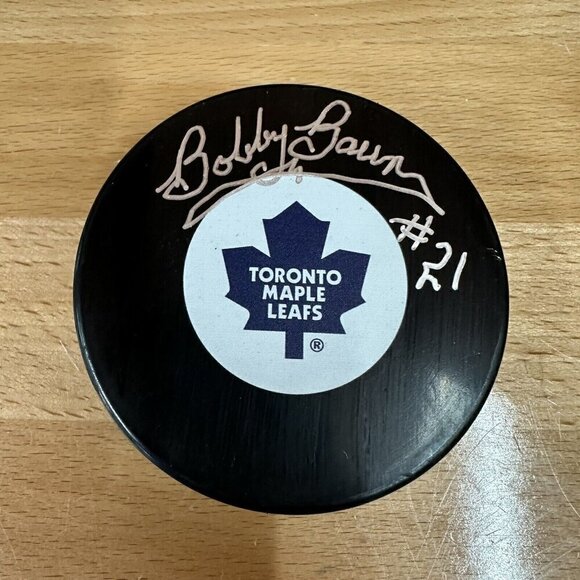 Bobby Baun Autographed Toronto Maple Leafs Signed Puck #21 - Picture 1 of 4